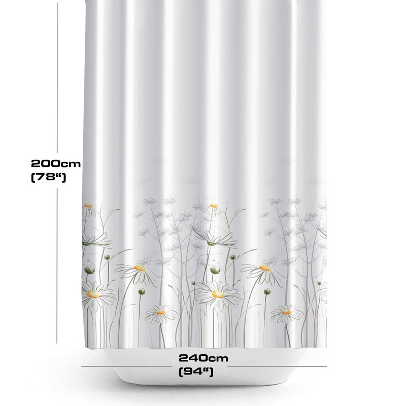 Extra Long And Wide Fabric Shower Curtain, 240cm Wide by