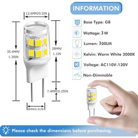 SSXBF G8 Led Bulb, 20-25W Halogen Equivalent 3W T4 Bulb, Daylight White 6000K, 120V Puck Light Bulbs for Under Cabinet Light, Under Counter Kitchen Lighting,5-Pack…