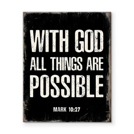 Christian Canvas Wall Art - With God All Things Are Possible Mark 10:27 Inspirational Quote Pictures Print Framed Art, Religious Motivational Wall Decor for Home or Office 8x10inch