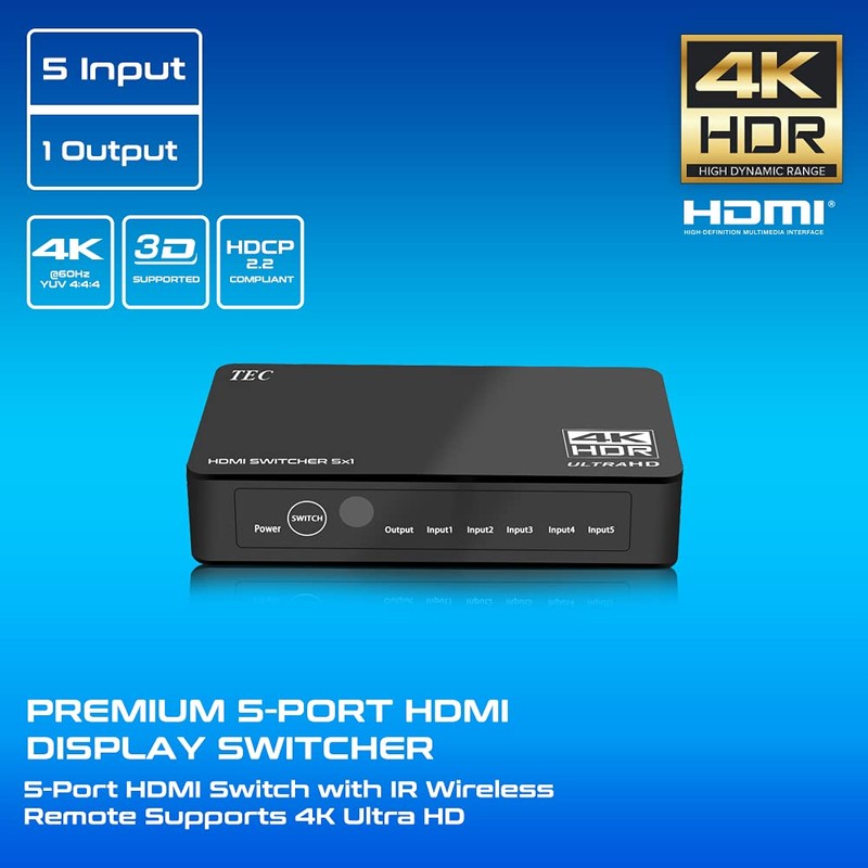 THDSW51-4K60 TEC 4K Ultra HD HDR Compatible, 5 Input, 1