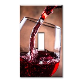 Art Plates 1 Gang Toggle Decorative Metal Wall Plate - Pouring Red Wine - (Made in USA)