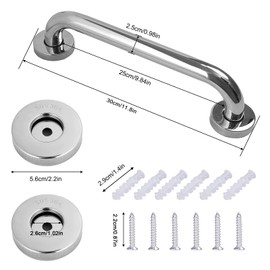 Shower Handle, Brushed Stainless Steel, 30 cm, Bathtub Handle, Brushed Stainless Steel, Ergonomic Design, Thickened Base, Suitable for Elderly, Children, Bathroom, Pack of 2