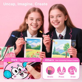 Tongfushop 144 Colors Acrylic Paint Markers, Dual Fine & Brush Tip Paint Pens with 16 Metallics, Fast-Dry, Case for Rock Painting, Canvas, Wood, Ceramic, Glass, Adult & DIY Art Supplies