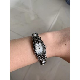Persona NEW Persona Watch Women Silver Tone Bangle Cuff Mother Of Pearl Face