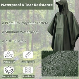 KLYNGTSK 3 in 1Rain Cape Multifunctional Rain Poncho Adult Raincoat Poncho Waterproof Rain Poncho Reusable Rain Hooded Poncho with Storage Bag for Fishing Sighting City Riding,One size fits all,Green