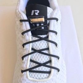 B&Q No tie elastic round lock shoe laces for kids adults with metal turnbuckle (1 pair) (Black)