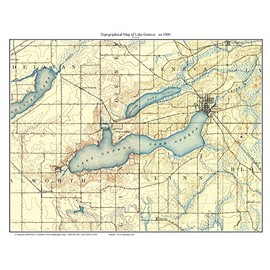 Lake Geneva 1900 Old Topographic Map USGS Custom Composite Reprint Wisconsin 1