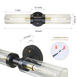 OSGNER Black Wall Sconce, Bathroom Vanity Light, Modern Bathroom Light Fixtures, Wall Sconces Set of Two, E12 Base, Bulbs Not Inclubed