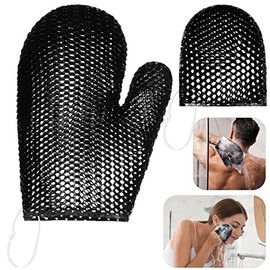 2 Manoplas de Baño de Nido de Abeja Juego de Guantes Exfoliantes Limpiador Facial y Corporal de Nido de Abeja Esponjas de Guantes Exfoliantes de Ducha para Limpieza Cuerpo Piel (Negro)
