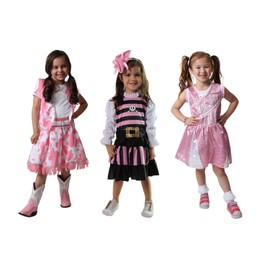 Making Believe Girls Classic Storybook Wishes Cowgirl, Cheerleader, Pirate 3 Pack Dress Up Set, 4-6 Years