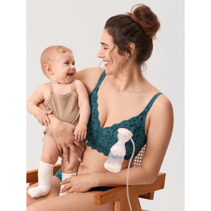 MOMANDA Women's Pump Nursing Bra Without Underwire Lace Pregnancy Breastfeeding