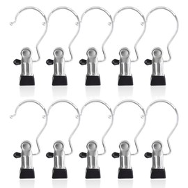 Qishi Stainless Steel Portable Laundry Hook Hanging Clips (10-Clips)