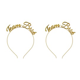 Beistle Bachelorette Tiaras Team Bride Headbands 2 Piece Bridal Shower Party Supplies Wedding Headwear, One Size, Gold