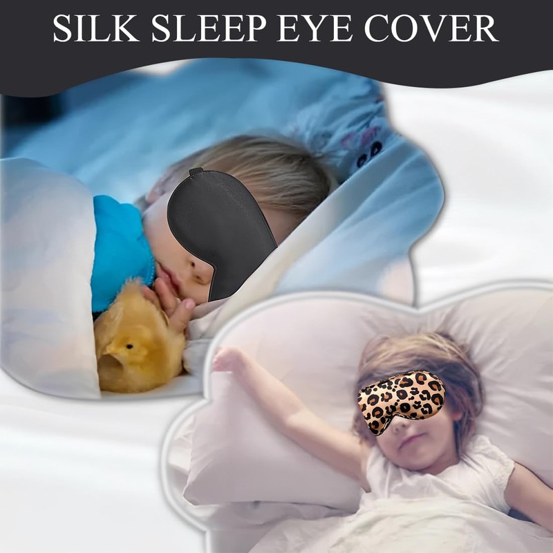 Pack of 2 Mulberry Silk Sleeping Mask, Leopard Silk Sleep