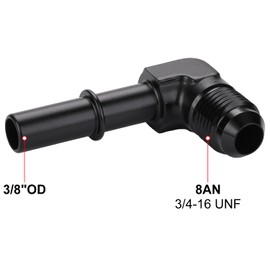 Podavelle 8AN Male Flare to 3/8" SAE Quick Connect Disconnect Male 90 Degree EFI Fuel Fitting Adapter Aluminum Black