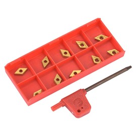 Carbide Insert Blade,Lathe Turning Tool with Wrench, 10PCS DCMT070204 US735 DCMT21.51 CNC Coated Insert Blade