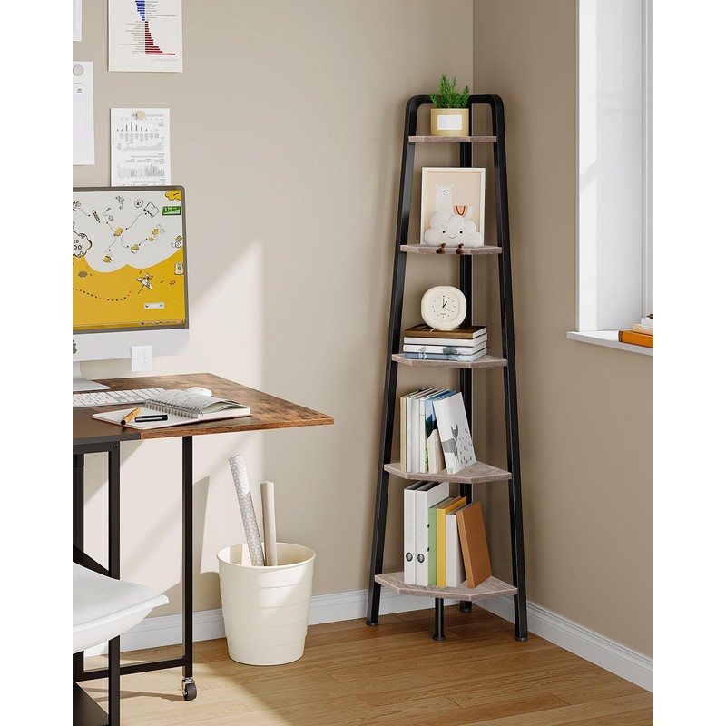 CHOEZON Corner Shelf, 5-Tier Ladder Corner Shelf, Ladder Bookshelf, 59.6"