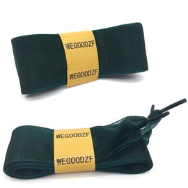 WEGOODZF Flat Snow Yarn Shoelaces: 4CM Wide Dark Green Silk Shoe Laces for Sneakers 47 inch-2 Pairs