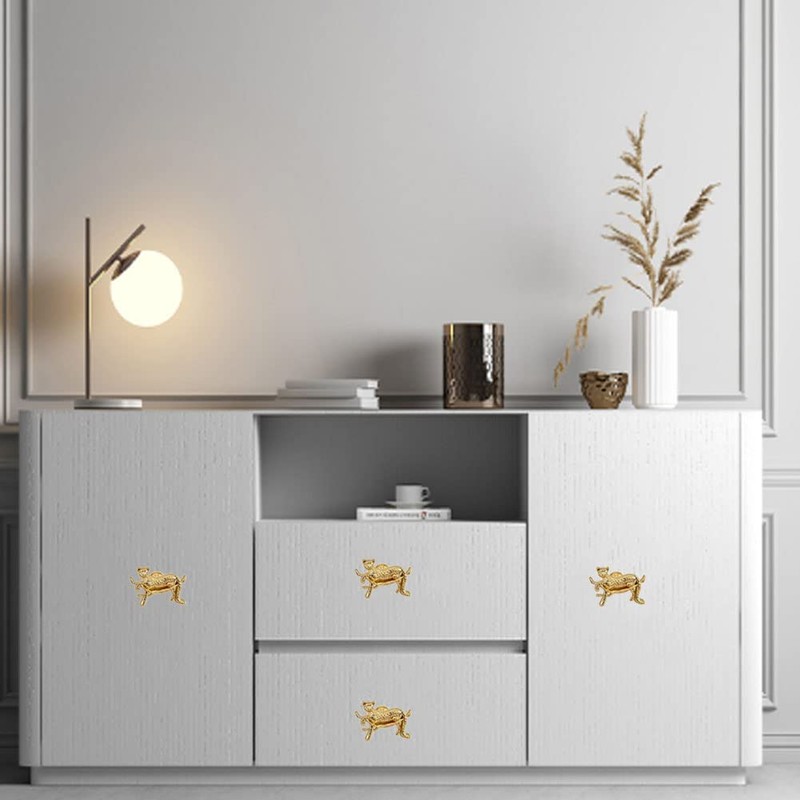 WhaGaay Leopard Cabinet Knobs，haowei Gold Leopard Knobs 4Pcs Creative Animal
