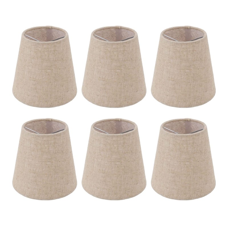 Small Lamp Shades,6Pcs Clip On Lamp Shade,Drum Linen Fabric Small