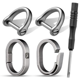 FEGVE D Ring Keychain, Small Quick Open Titanium Key Ring Clip for Car Home Keys (Grey)