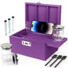 Large Bamboo Box with Combination Lock, Purple Decorative Storage Box