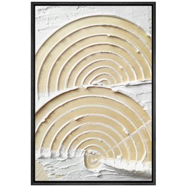 SIGNWIN Framed Canvas Print Wall Art Grunge Geometric Gold Circle Spiral Abstract Shapes Illustrations Modern Art Decorative Minimal Relax/Calm Zen for Living Room, Bedroom, Office - 16"x24" Black