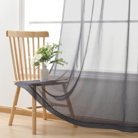 DWCN Ombre Sheer Curtains - Faux Linen Gradient Semi Voile Grommet Top Drapes Bedroom and Living Room Curtains, Set of 2 Window Curtain Panels, 42 x 54 Inch Length, Grey