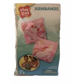 Play Day Inflatable Swimming Arm Bands Floaties Kids Pool Safety Pink Flamingo Design NEW