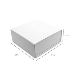 Prime Line Packaging White Magnetic Gift Boxes with Collapsible Lid for Small Business, Holidays, Birthdays, Weddings, Graduation, Bulk, 8x8x4, 15 Pack