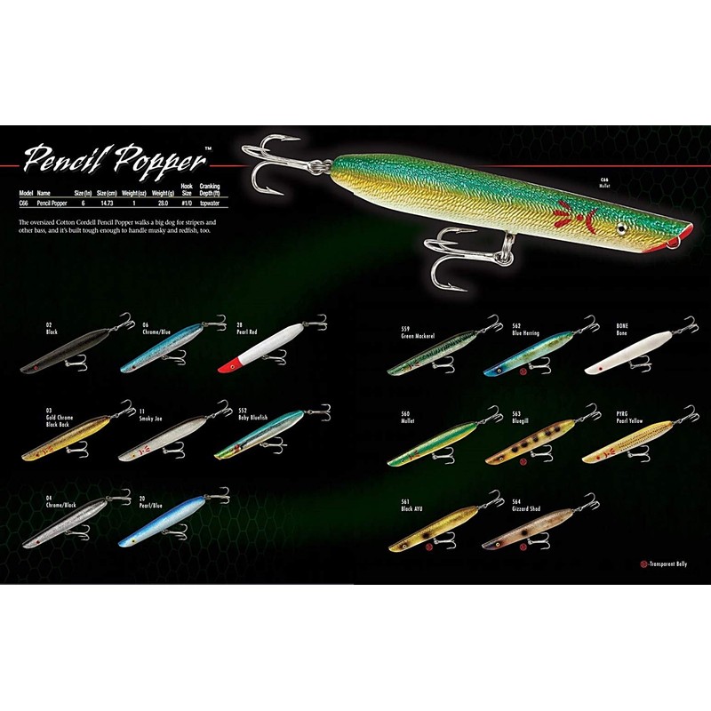 Cotton Cordell C6620 C66-20 Pencil Popper Fishing Lure, 6", 1