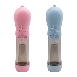 Wiwybsys 2-Pack of Dog Water Bottle, Outdoor Portable Pet Drinking Cup, Leak Proof Small Animals Mug Bowl Dispenser, Travel Hiking, Food-Grade Material, 13.7 oz, Waste Bag (RED+Blue)