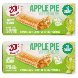 JJ's Bakery 2 PACK - JJ's Bakery, Lightly Glazed Apple Pie, 4 oz, 16-Count, FREE SHIPPING!