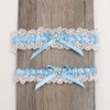 Blue Wedding Garters for Bride, Bridal Garter Set with Rhinestone