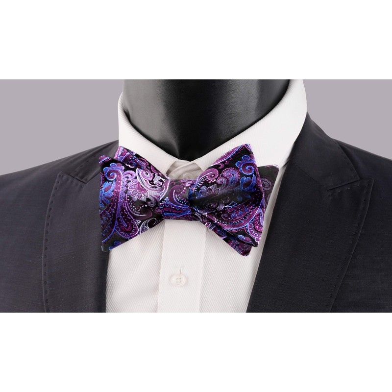 Alizeal Men's Fashion Adjustable Self-Tie Bowties with Pocket Square Set