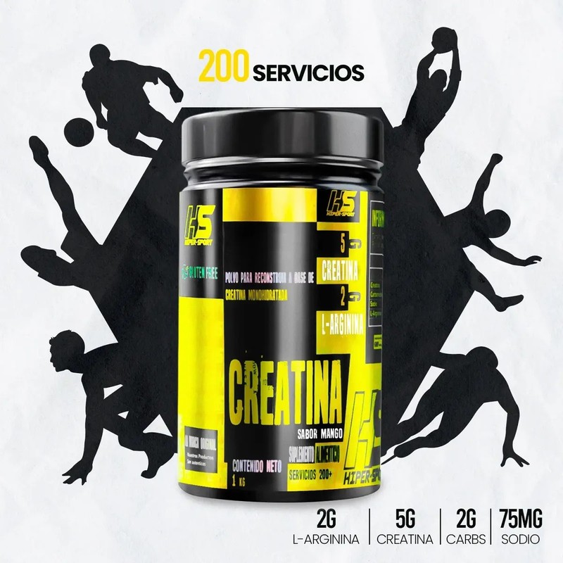 Creatina Monohidratada Hs 1kg 200 Servicios Hiper Sports