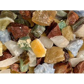 Hypnotic Gems Materials: 5 lbs Rough Bulk Assorted Calcite Stones from Mexico - 1 inch to 1.75 inch avg - Raw Natural Rocks and Crystals in Green, Blue, Honey, White, Red and Orange