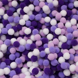 Omeblos 200Pcs Pom Poms, Purple Pom Poms Balls, Pom Poms for Crafts, Handmade Mini Pompoms, Portable Fluffy Pompoms, for DIY, Crafts Projects, Home Decorations