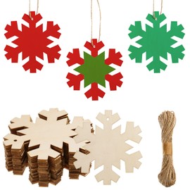 72 Pcs Wooden Snowflakes for Crafts Wood Snowflake Cutouts Unfinished Wood Snowflake Hanging Ornaments Blank Wooden Christmas Snowflakes for DIY Crafts Tags Winter Xmas Tree Party Decoration,3.5x4