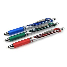 Pentel EnerGel-Xm Gelschreiber/Tintenroller, einziehbar, 0,7 mm, Blau/Grün und Rot, 3 Stück