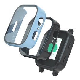 SimpleThings Compatible with Gabb Watch 3e/ 3 Screen Protector, 2Pack HD Clear Tempered Glass Screen Protector & Hard PC Protective Bumper for Boys Girls (Black+Blue)