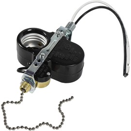HQRP Ventilador de techo con interruptor de 2 luces compatible con Zing Ear ZE-310D ZE-109M Socket Pull Chain Switch Lámpara de techo Soporte de lámpara E95014, UL Listado