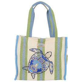 Sun 'N' Sand Sea Turtle Canvas Beach Tote Bag One Size Green multi