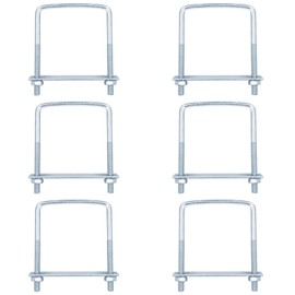 YIDU69Q 6 PCS 4 Inch Wide Square U-Bolts for Trailer, 3/8" x 4" x 5-1/2", Electro-Galvanized Steel