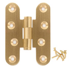 2 Piece Door Hinges, Polished Brass Cabinet Drawer Hinges Smooth Solid Hinges for Living Doors,Oak Doors(Length2.4 Inch 60mm Brass)