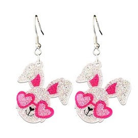 Pingyongchang Easter Rabbit Cross Mushroom Glitter Acrylic Earrings for Women Cute Funny Bunny Dangle Drop Earrings Happy Easter Holiday Jewelry Gift-Rabbit A