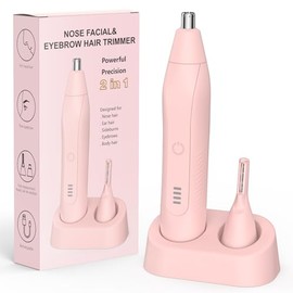 Nose Hair Trimmer, Rechargeable Nose Hair Trimmer, 2-in-1 Set, Ear Hair Trimmer with Double Cutting Blades, Professional Painless Eyebrows and Facial Hair Trimmer S001
