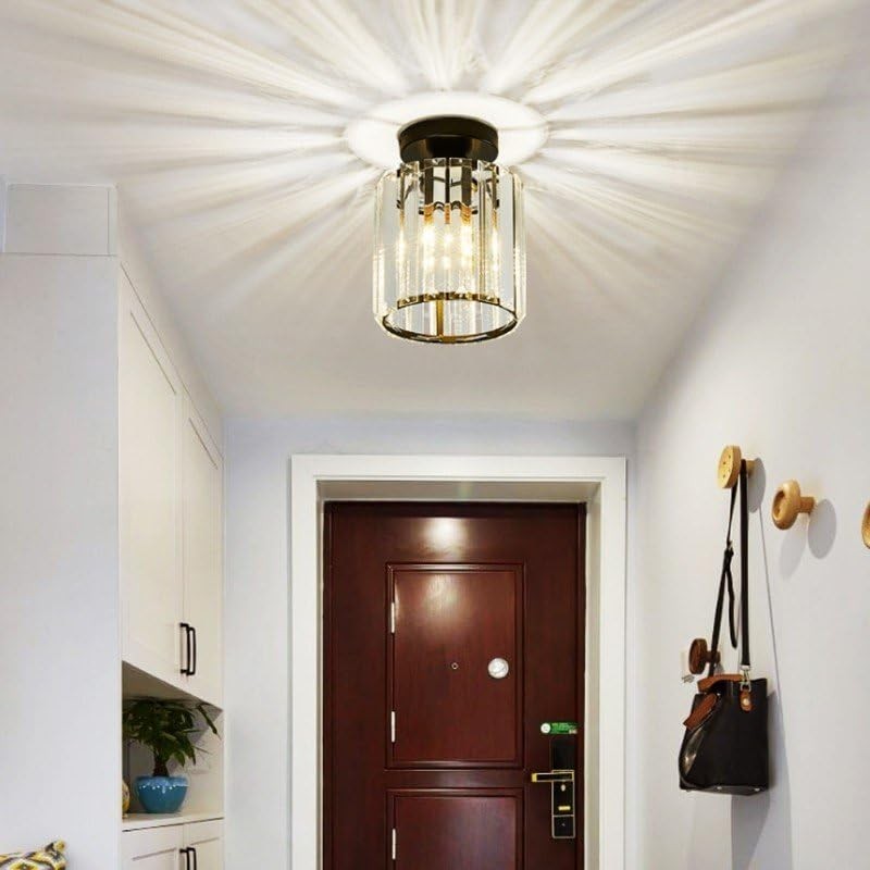 Vinilky Modern Crystal Chandelier Ceiling Light, Flush Lighting Fixture Ceiling