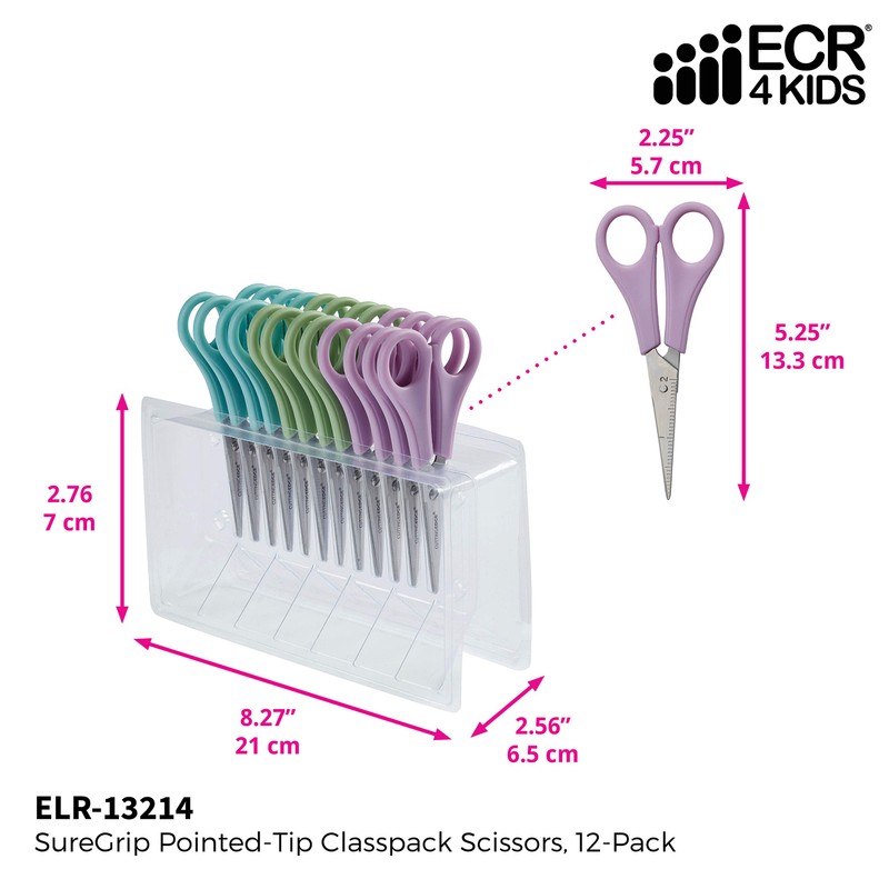ECR4Kids ELR-13215 Cutting Edge TwinGrip Kid's Scissor Classpack for School