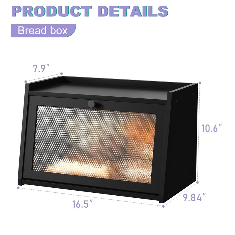 Wieghda Large Farmhouse Bread Box with Window, Bread Storage Container